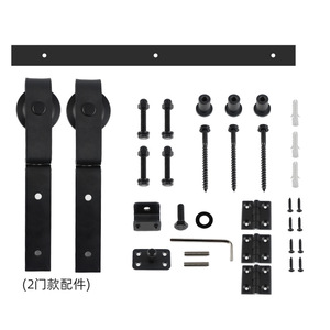 Folding <b>Barn</b> <b>Door</b> Sliding <b>Hardware</b> Kit Carbon Steel Indoor Farmhouse Style Entryway Room <b>Doors</b> - Product Image 3