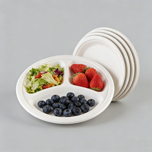 Bandeja Redonda de Bagazo de Caña de Azúcar de 6'', 7'', 8'', 9'' y 10'' para Ensaladas, Restaurantes, Almuerzos, Platos, Vajilla, Grado Alimenticio - Product Image 4