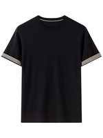 Camiseta de Manga Corta para Hombre, Cuello Redondo, Tejido Fino 100% Cachemira, para Verano
