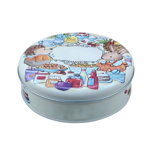 Tùy Chỉnh Kim Loại Tinplate Hộp Thiếc Cho <span class=keywords><strong>Cookie</strong></span> Biscuit Kẹo Bao Bì Quà Tặng Lưu Trữ Cấp Thực Phẩm Bền Vòng Kim Loại Container Với Nắp - Product Image 1