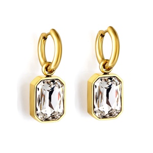 Pendientes de Acero Inoxidable de Lujo con Baño de Oro de 18K y Diamantes para Mujer - Product Image 2