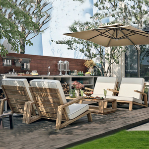Sofá de teca para exteriores, combinación de ocio, Villa, exterior, impermeable, protección solar, terraza, sofá de madera maciza, conjunto de muebles de jardín - Product Image 2