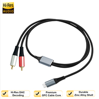 Kabel Stereo YIVO Type-C ke 2RCA dengan Chip DAC Hi-Res, Kabel Aux Berlapis Tembaga Bebas Oksigen untuk Ponsel PC ke Amplifier TV