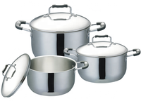Set panci masak dapur Inox klasik, 9 buah panci panas terisolasi, peralatan masak Casserole, pegangan lasan, Set panci memasak dapur berkelanjutan