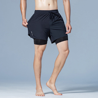 Short de course pour hommes avec doublure de compression Boys 2 en 1 Gym Sport Running Fitness Jogging Shorts