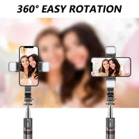 Trépied pour selfie en acier inoxydable avec lumière d'appoint, télécommande, design pliable pour iPhone 14/13 Smartphone