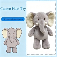 Fabricant de peluches personnalisées CE ASTM sans MOQ, poupées éléphant, coussins en peluche doux, porte-clés, figurines en peluche personnalisées, jouets