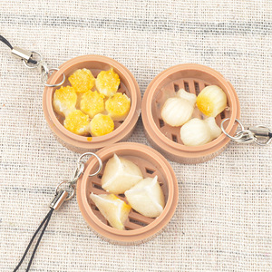 Colgante creativo con modelo simulado de comida dim sum cantonesa, mini vaporera para desayuno, juguete de comida, llavero promocional - Product Image 1