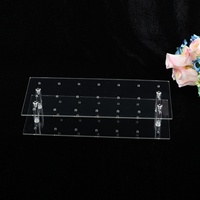 Support de présentation pour sucettes en acrylique transparent effet vaguelettes d'eau, 3 niveaux, avec quincaillerie dorée, pour cake pops, pâtisseries, desserts et décorations de fête