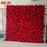 Mur de fleurs artificielles en soie 3D personnalisé SMS, rose rouge, pour mariage, fête, demande en mariage, décoration, panneau de fond