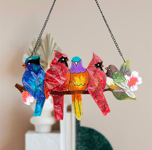 High Quality Creative Window Hangings Five Bird Glass Handicrafts Outdoor Sun Catchers Home and Garden Decorations Wholesale