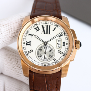 Reloj Versátil para Hombre de Dos Tonos, Fabricado en Suiza: Esfera con Números Romanos, Cronógrafo y Correa con Patrón de Cocodrilo Marrón - Product Image 3