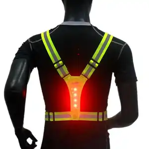 USB Recharge Style High Visibility Security And Safety Clothing Reflective Safety Vest With Led Lights
