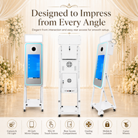 Miroir portable pliable de 40 pouces, miroir intelligent tactile pour selfie, photomaton avec flash et parapluie