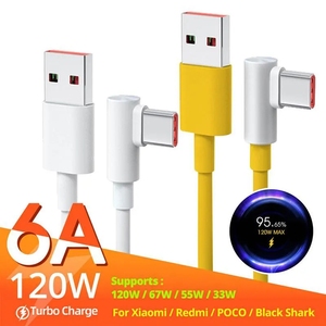 Golden Mark Super Fast Charging 6A Type-C Data Cable 120W Turbo <strong>Charge</strong> for <strong>Xiaomi</strong> Phone Tablet 90 Degree Type C Cord - Product Image 5