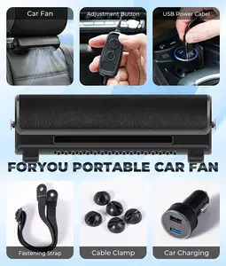 Car Fan For Cooling Seat Fan Blow Cold Air For Baby Backseat USB Portable Car Fans With Car Adapter Charger