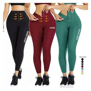 Custom Plus Size Waist Trainer Leggings Women Workout Gym Corset Yoga Pants Abdomen Compression High Waist Shapewear Leggings