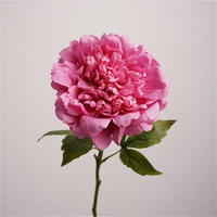 Bunga Peony Putih Pink Kepala Besar Sentuhan Alami Berkualitas Tinggi, Tangkai Tunggal Sutra Lateks, untuk Tahun Baru dan Pernikahan