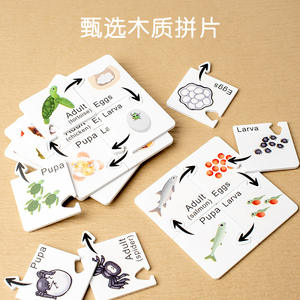 Puzzle de cycle de vie des animaux en bois, matériel <span class=keywords><strong>Montessori</strong></span>, jouet éducatif DIY, jeu d'appariement pour l'école à domicile, <span class=keywords><strong>la</strong></span> maternelle, les tout-petits et les enfants - Product Image 2