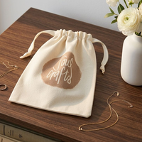 Pochette en coton naturel personnalisée avec logo imprimé, petit sac en mousseline de coton pour bijoux, sac à cordon en calicot, pochette cadeau anti-poussière, écologique