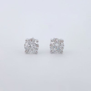 <span class=keywords><strong>Pendientes</strong></span> de Oro Blanco de 18K con Diamantes Cultivados en Laboratorio, Corte Brillante Redondo, Doble Cuatro Puntas, Certificados por IGI para Mujer - Product Image 5