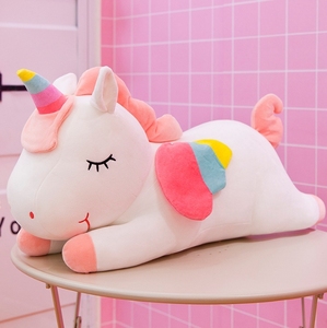 Jouets en peluche personnalisés par le fabricant, adorable poupée licorne, cheval arc-en-ciel en peluche, cadeau d'anniversaire pour fille, poupée à pattes clipsables, oreiller en peluche licorne - Product Image 1