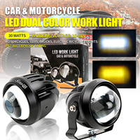 Projecteur de phare LED pour moto Offroad 30W Projecteur de phare laser antibrouillard latéral Projecteur à lentille jaune et blanche pour camions ATV