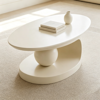 Table basse en marbre, table basse ovale, table centrale moderne, table basse à base sphérique, table de salon de luxe, table créative