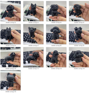 Neue Tierfiguren aus Natürlichem Obsidian, Heilender Stein, Geschnitzte Kristalltiere, Obsidian-Hunde - Product Image 2