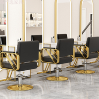 Mobilier de salon chaise de coiffure professionnelle commerciale salon de beauté chaise de salon de coiffure chaises de barbier inclinables en or
