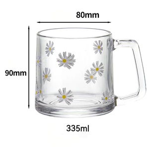 Tasse en verre imprimée à fond large de 335ml 12oz tasses durables de petit déjeuner au lait yaourt à l'avoine avec impression Tulipe <span class=keywords><strong>Daizy</strong></span> Strawberry Designs - Product Image 3