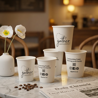 Gobelets à café jetables en papier à paroi simple de 7 oz, avec logo personnalisé, anti-fuite, pour boissons chaudes, pour café, kiosque, bureau, approvisionnement en gros