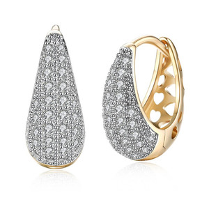 Orecchini a U da Donna Bicolore con Cristalli, Stile a Cerchio Aperto, Gioielli Eleganti per Uso Quotidiano - Product Image 1