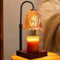 Nouvelle lampe chauffe-bougie électrique en verre à hauteur réglable avec minuterie et variateur d'intensité, 2 ampoules pour bougies en pot, décoration intérieure