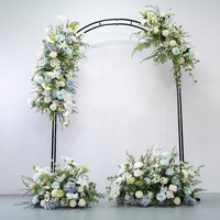 Arche florale de fleurs artificielles bleues pour mariage, toile de fond, vente en gros, conception personnalisée, décoration événementielle, fournisseur d'usine, commande en gros