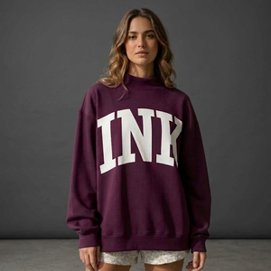 Sudadera de Cuello Alto de Primera Calidad, Corte Holgado, de Forro Polar, para Invierno, Informal, para Mujer, con Logotipo Personalizado en la Parte Delantera - Product Image 1