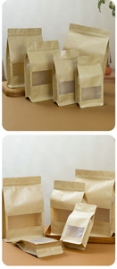 Bolsas de Papel Kraft con Cierre de Ocho Lados y Ventana Transparente, Bolsas para Alimentos con Base, para Envasar Nueces, Té y Aperitivos, con Logotipo Personalizado - Product Image 6
