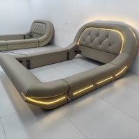 Lit de rangement moderne et minimaliste en similicuir, cadre en bois massif, design italien de luxe léger, élégant et haut de gamme pour la maison