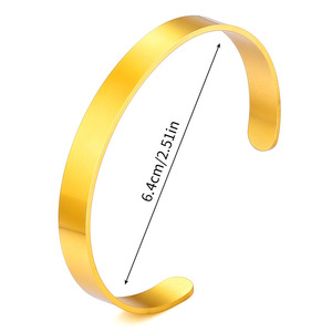 Open Titanium Steel <b>Men's</b> <b>Bangle</b> Smooth C Shaped Bracelet Engravable Colorfast Jewelry Gift For <b>Men</b> - Product Image 3