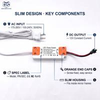 Fabrikneuer 15mm/12mm LED-Streifen-Beleuchtungstreiber 1A Ausgangsstrom Schaltnetzteil 12W 12V für Smarte Badezimmerspiegel