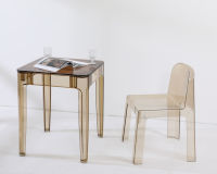 Großhandel Direkt vom Hersteller Moderner Luxus Esstisch mit Gehärtetem Glas 2-Sitzer Durchmesser 80cm Klarer Acryl Quadratischer Esstisch für Kleine Räume