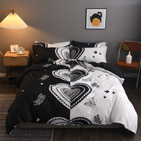 4 pièces en gros imprimé 3d coeur et fleur couverture couette housse de couette ensemble de literie