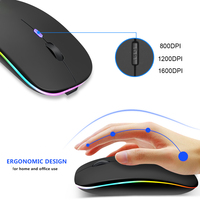 Contoh gratis Mouse komputer senyap Mouse nirkabel 2.4Ghz isi ulang dengan lampu warna-warni LED RGB mendukung disesuaikan