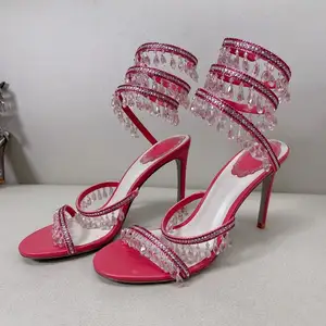 脚踝包裹新趋势Tacones De Mujer脚踝带定制鞋女性弹力钢丝高跟鞋