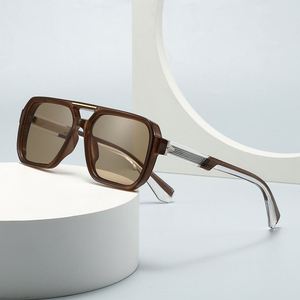 Lunettes de soleil pilote rétro de haute qualité avec logo personnalisé 2025, grande monture, UV400, double pont, carrées, pour hommes et femmes - Product Image 1