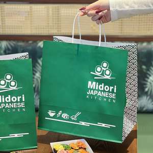 Sacs en papier kraft jetables biodégradables et recyclables personnalisés, respectueux de l'environnement, avec impression offset pour la restauration rapide, les sushis à emporter - Product Image 6
