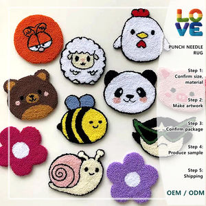 OEM hecho a mano arco perro oso Selflove Club alfombra a cuadros ojos del diablo bordado a mano punzón aguja posavasos taza alfombra para escritorio regalo Idea - Product Image 1