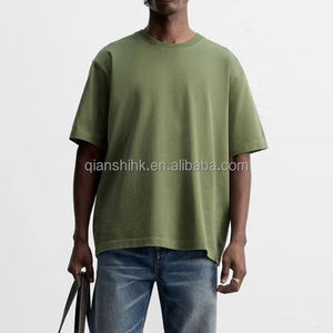 Streetwear d'été T-shirt uni à col rond et épaules tombantes T-shirt de luxe à manches courtes pour hommes - Product Image 1