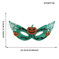 Masque de Halloween demi-visage en feutre pailleté, motifs citrouille, araignée, fantôme, crâne, pour cosplay, fête costumée, accessoires de photomaton