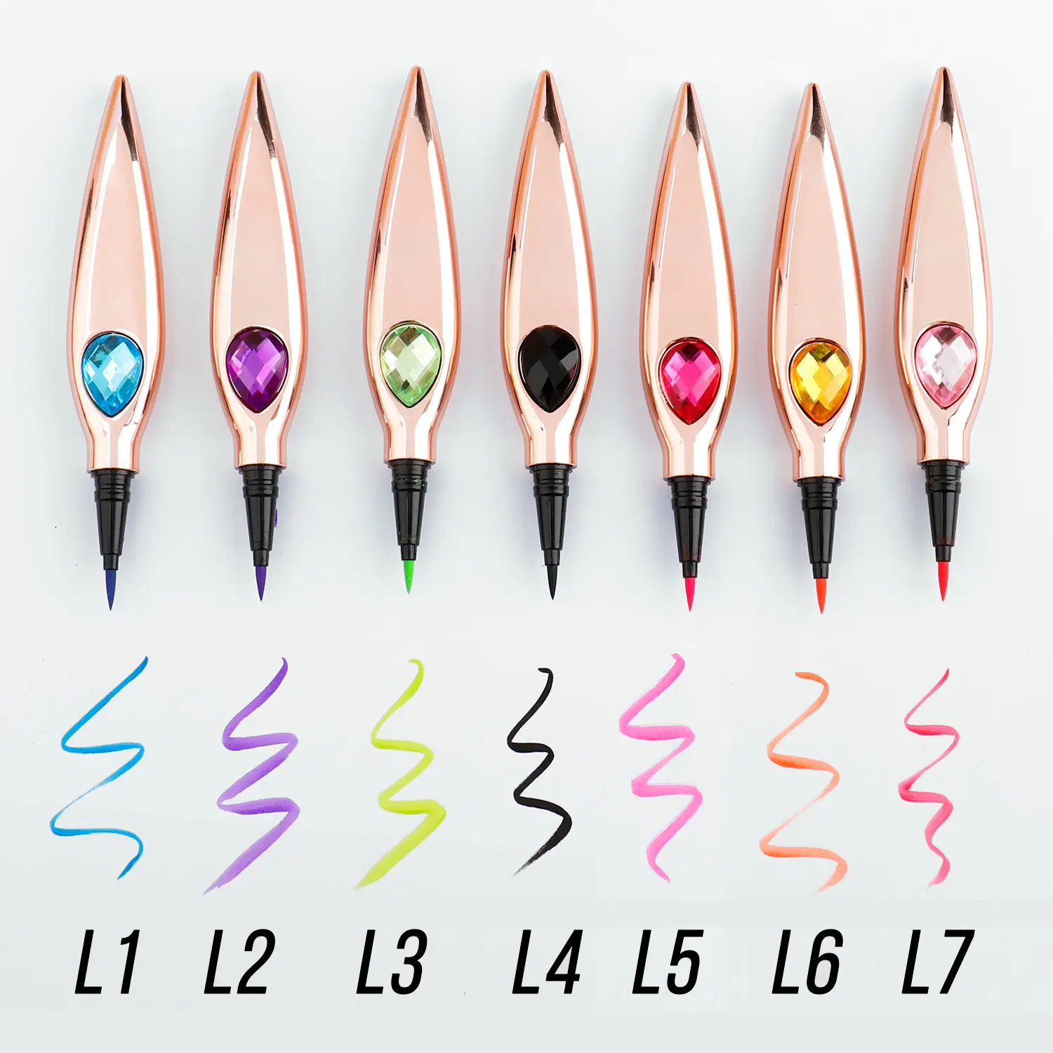 Hot Selling Popular pink package Makeup color eyeliner pencil liquid waterproof eye liner Pen Green and yellow eyeliner